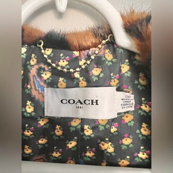 NWOT Coach Leather Trim Coat Size 00/ XS Jacket - Picture 5 of 9